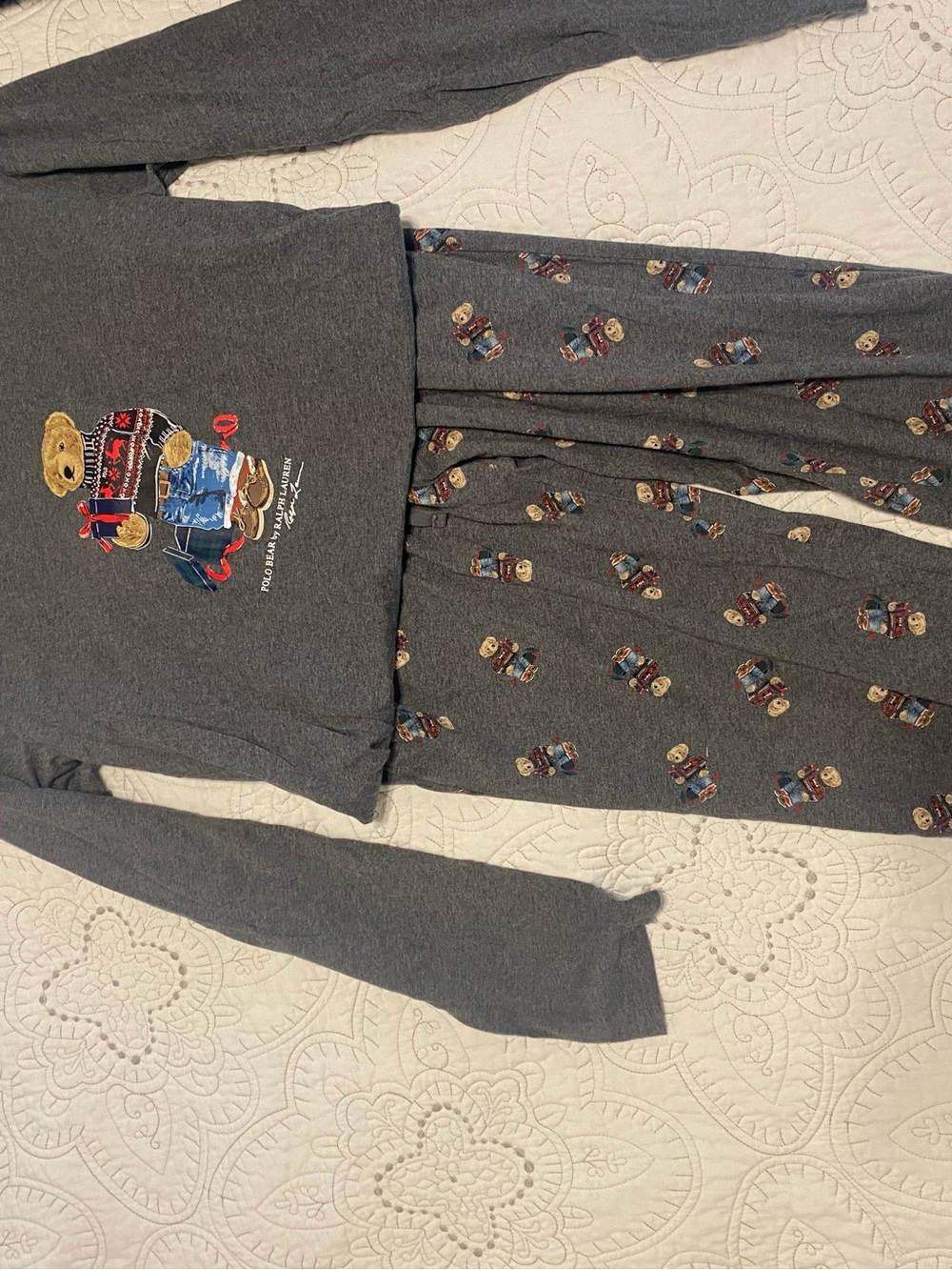 Polo by Ralph Lauren Dark Gray Bear Print Pajama Set
